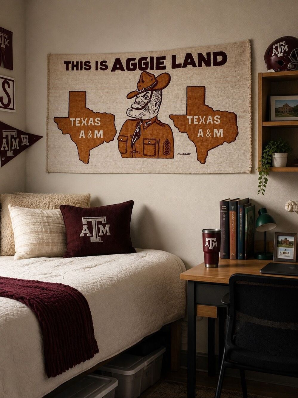 Vintage Texas A&M Aggies Ol’ Sarge Tapestry Wall Hanging 43” Aggieland Decor